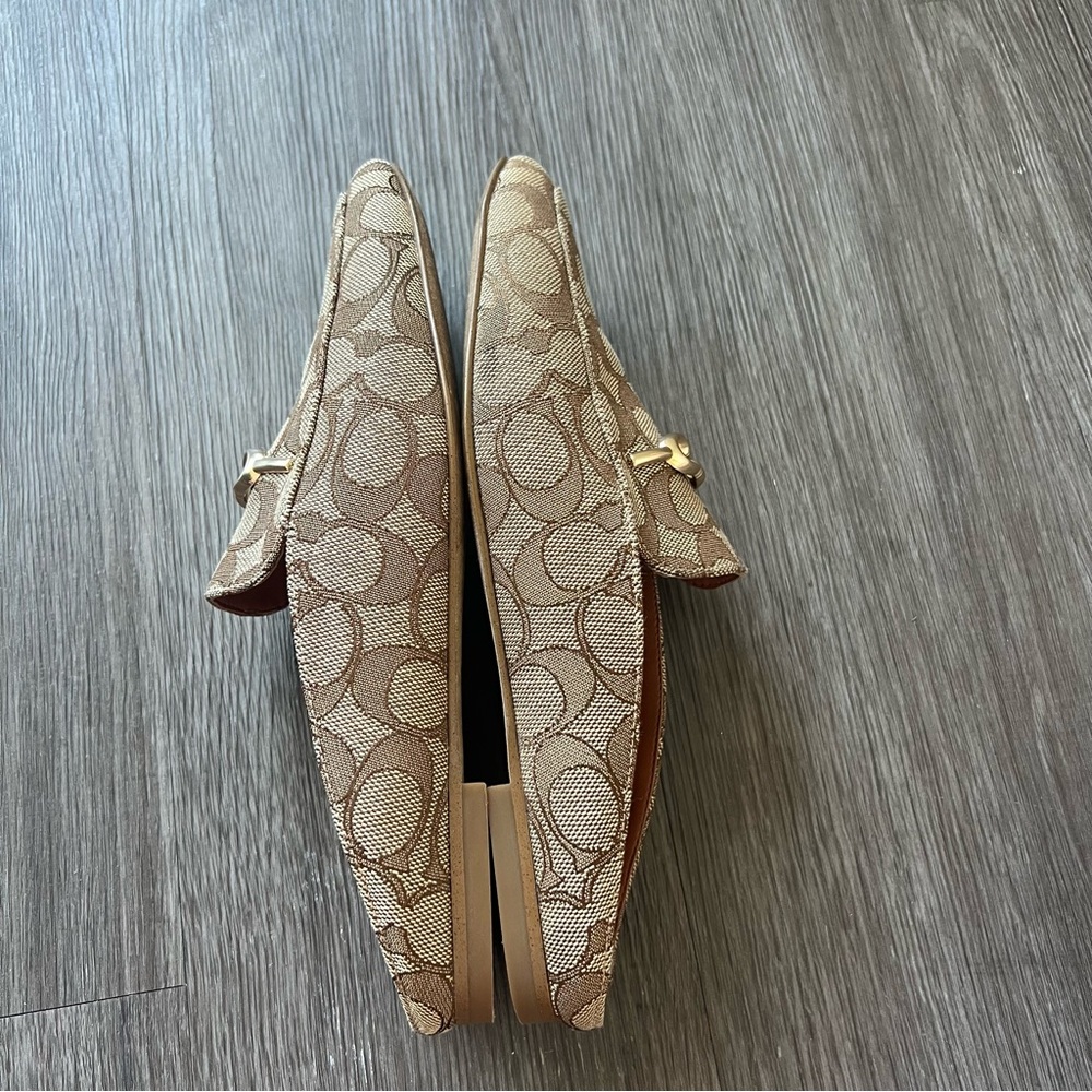COACH Sienna Signature Logo Print Slide Mule Women's Size 7.5 Shoe Khaki Saddle - Picture 8 of 9